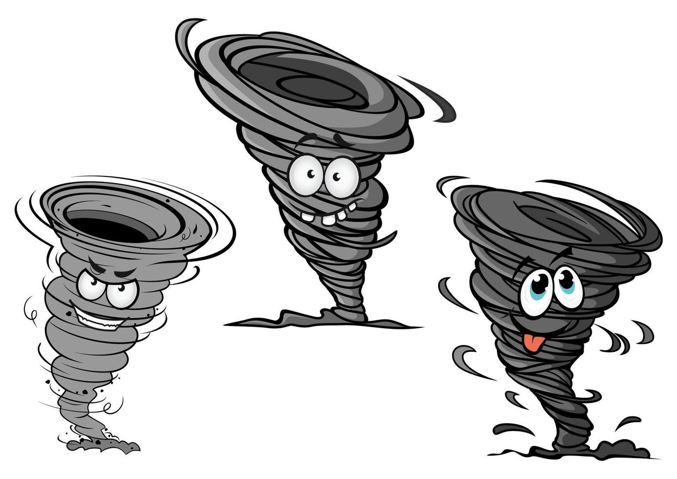personagens de desenhos animados de furacão, tornado e tufão vetor