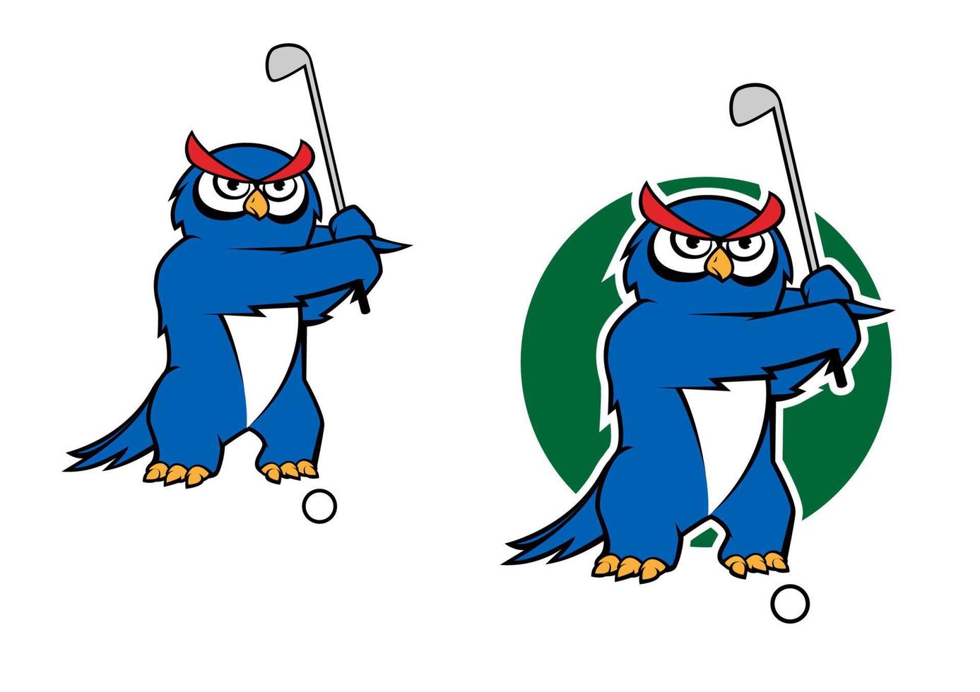 mascote de coruja de desenho animado jogando golfe vetor