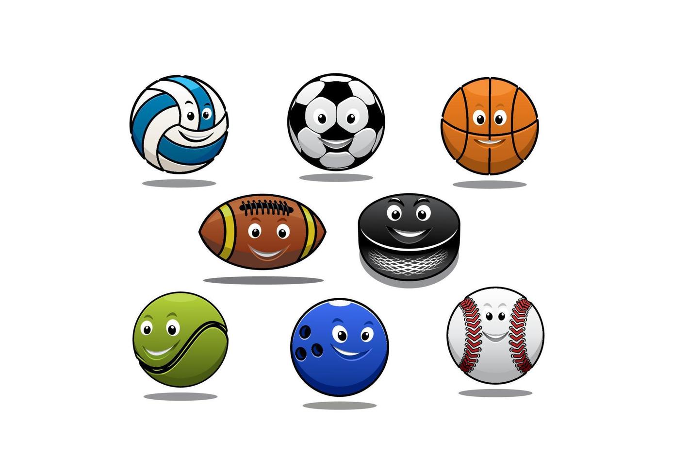 conjunto de equipamentos de bolas de esportes de desenho animado vetor