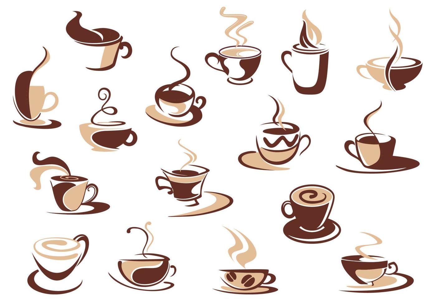 ícones de xícara de café vetor