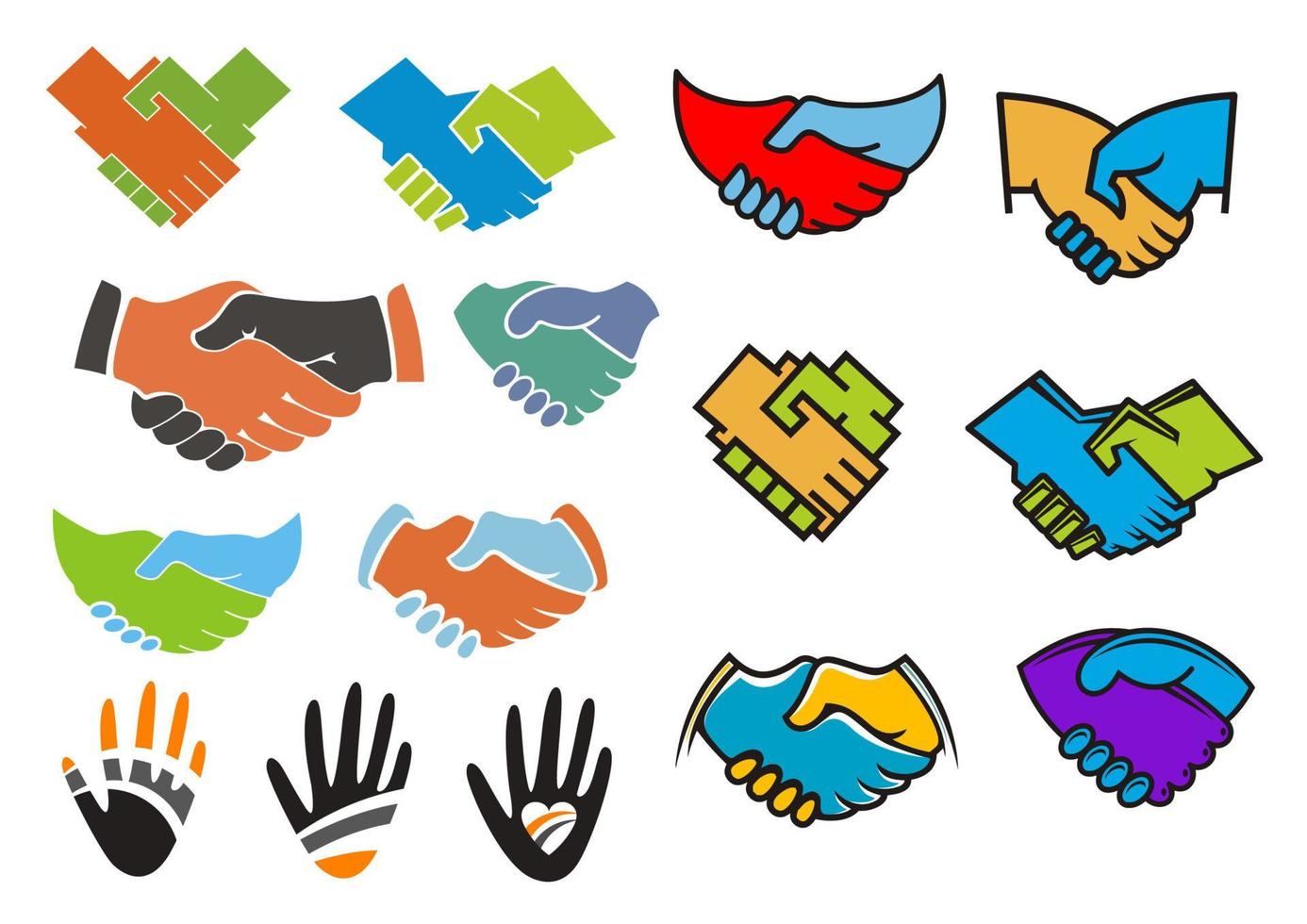 símbolos coloridos de parceria e amizade vetor