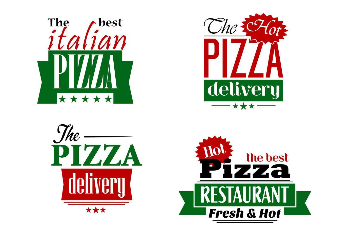 logotipo da pizzaria italiana, rótulo, conjunto de folhetos vetor