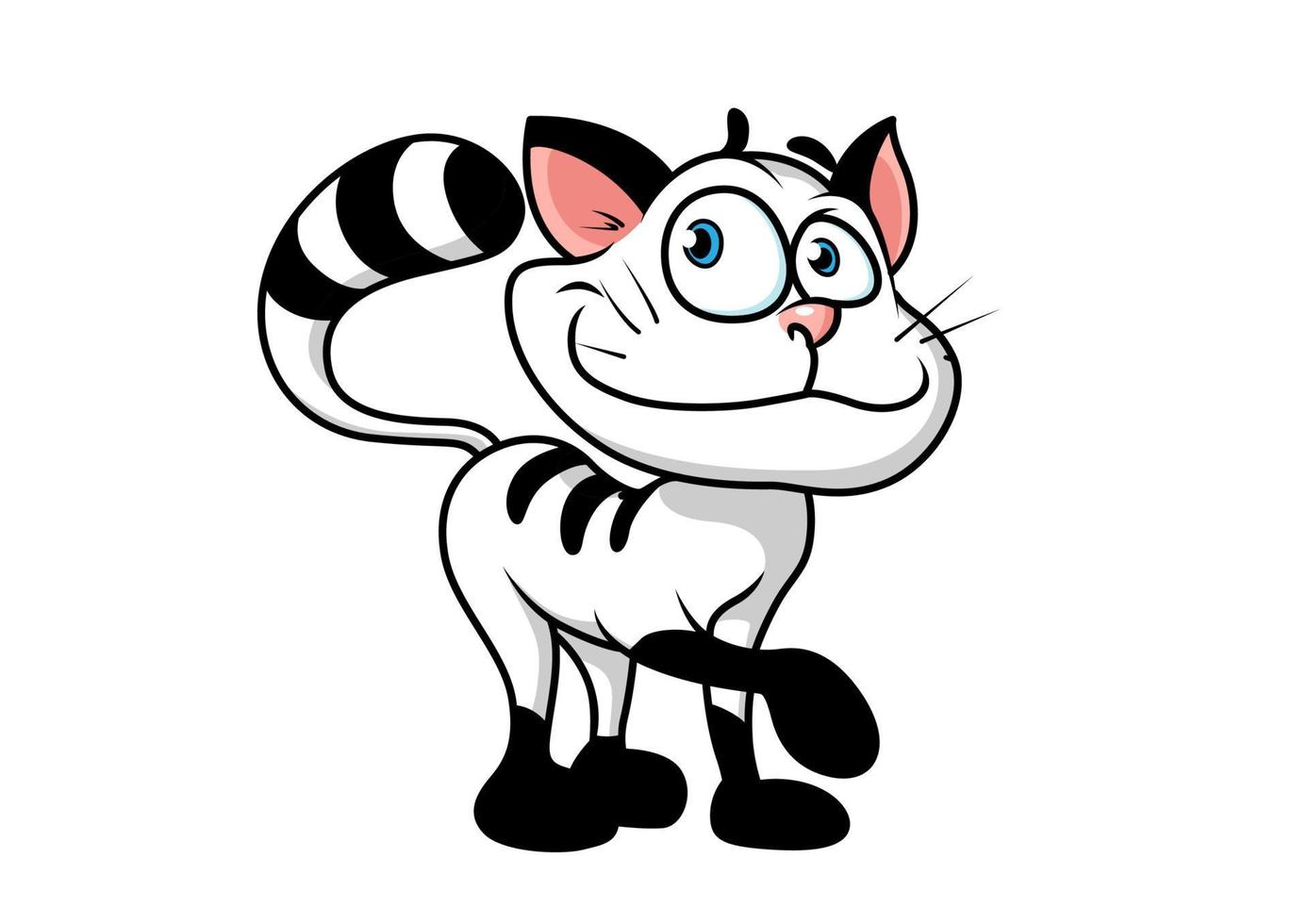 gato de desenho animado listrado preto e branco bonito vetor