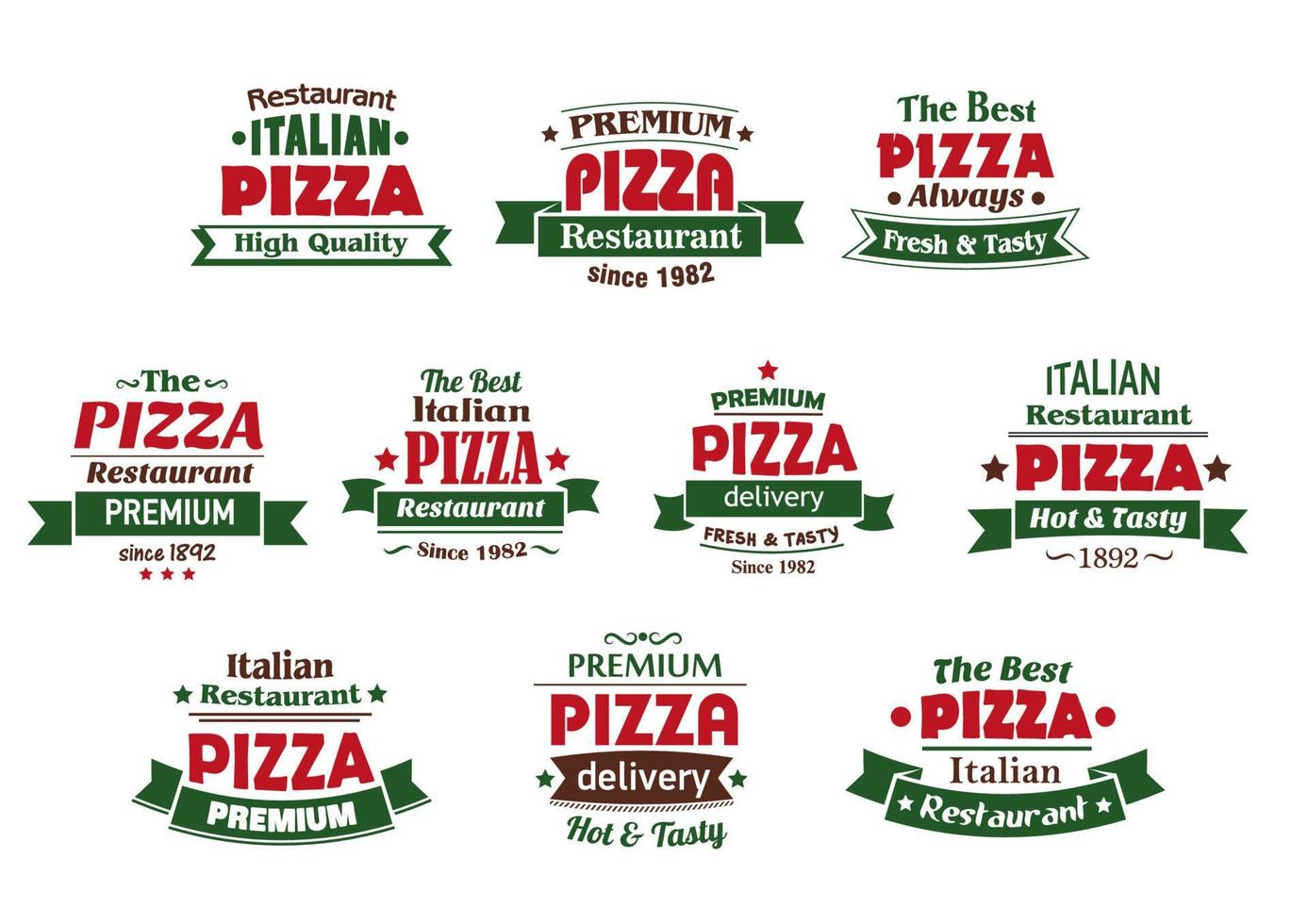 banners e rótulos de pizza premium italiana vetor