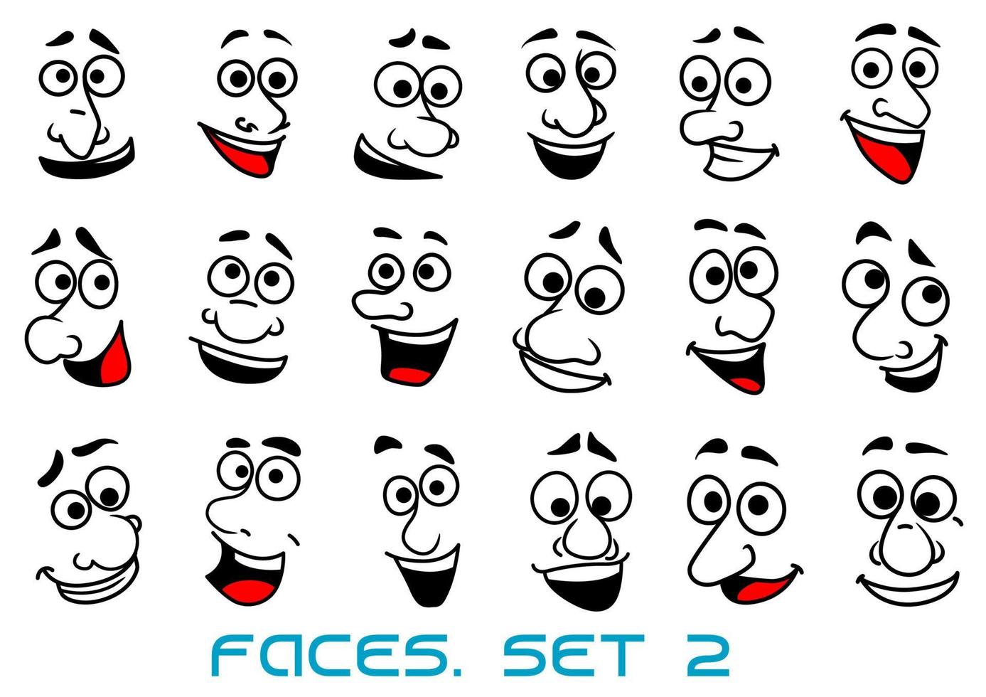 rostos humanos de desenhos animados com emoções felizes vetor