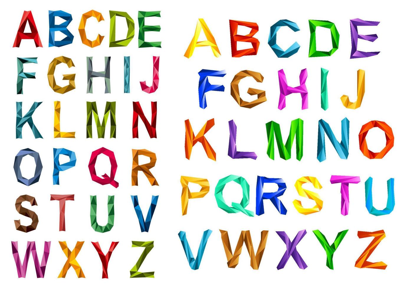 conjuntos de letras do alfabeto origami colorido vetor