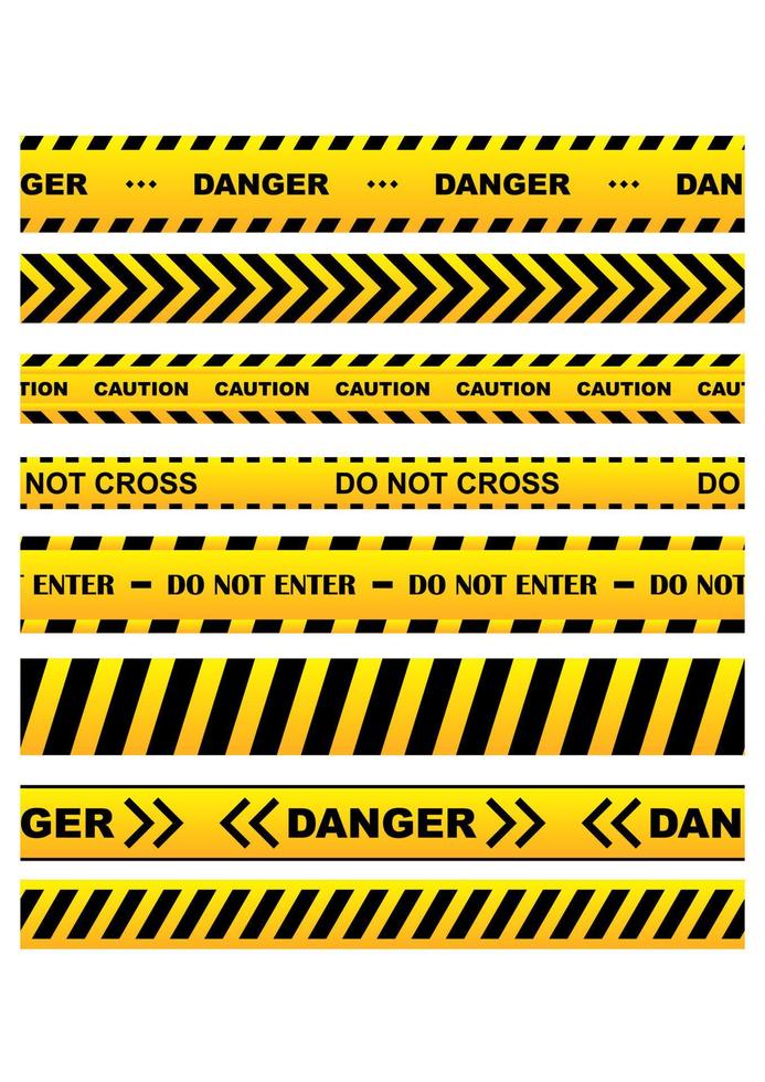conjunto de fitas de aviso amarelo vetor