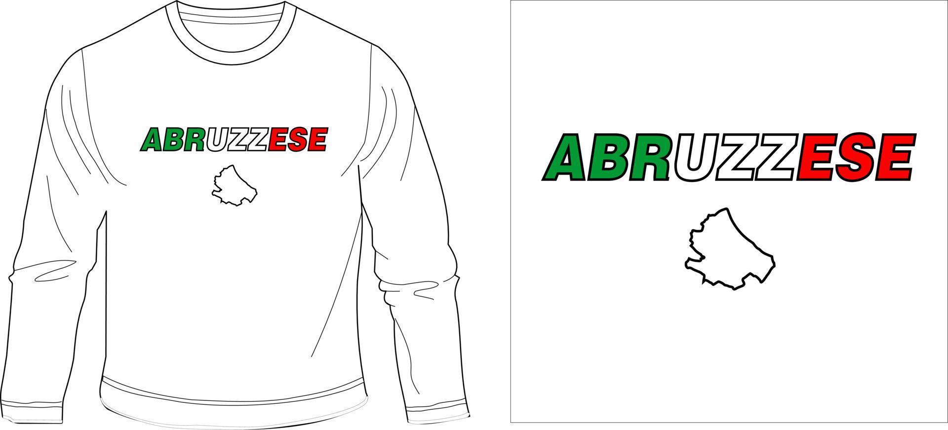 abruzzese itália mapa na moda camiseta elegante design gráfico ilustração vetorial vetor