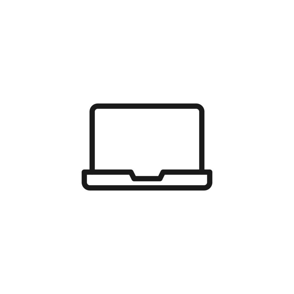 conceito de dispositivos eletrônicos. ilustração monocromática desenhada com linha fina. perfeito para recursos de internet, lojas, livros, banner. ícone de linha do laptop aberto com teclado vetor