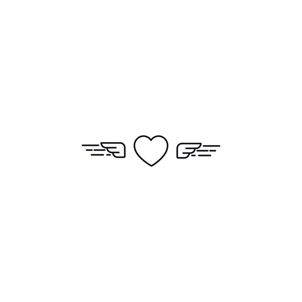 conceito de romance e amor. sinal de contorno desenhado em estilo simples. ícone de linha de coração com asas vetor