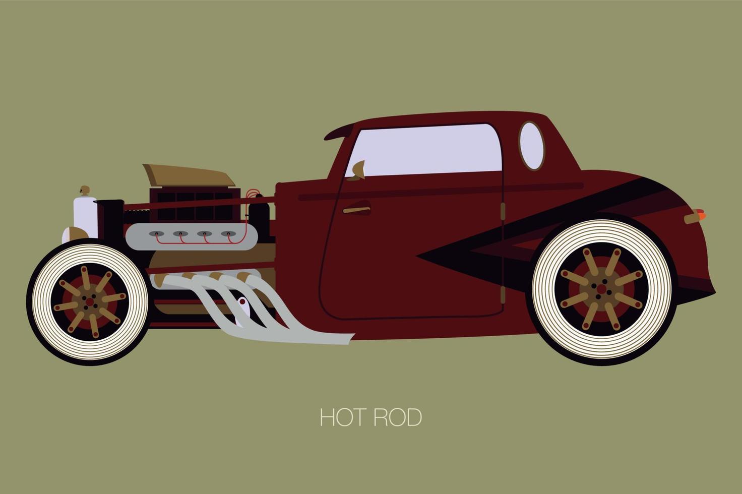 hot rod custom, vista lateral do carro vetor