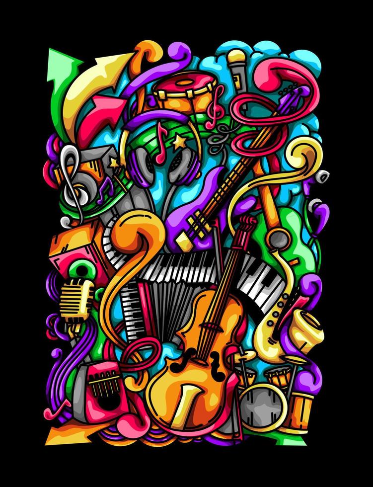 ilustração de doodle de música vetor