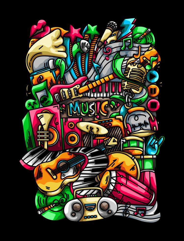 ilustração de doodle de música vetor