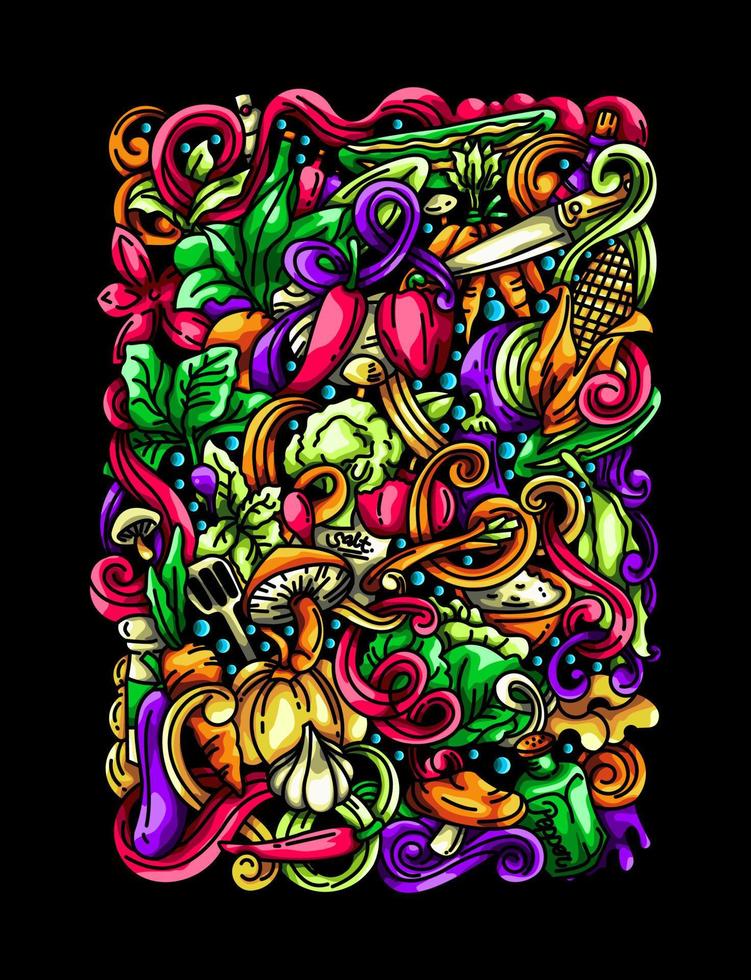 ilustração de doodle de legumes vetor