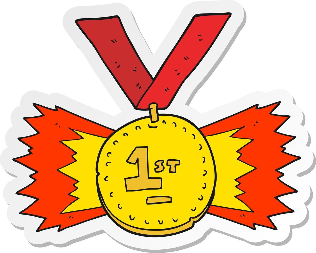 adesivo de uma medalha de primeiro lugar de desenho animado vetor