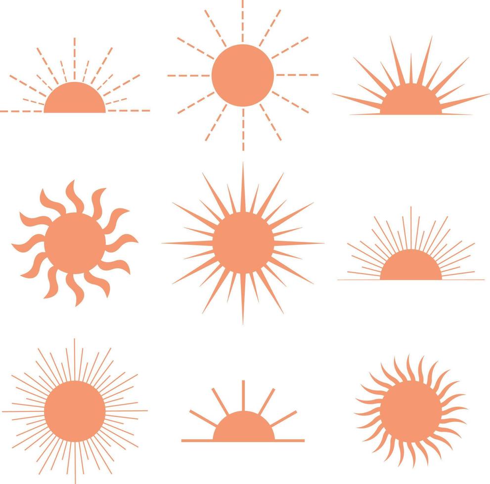 conjunto de ícones de sol simples vetor