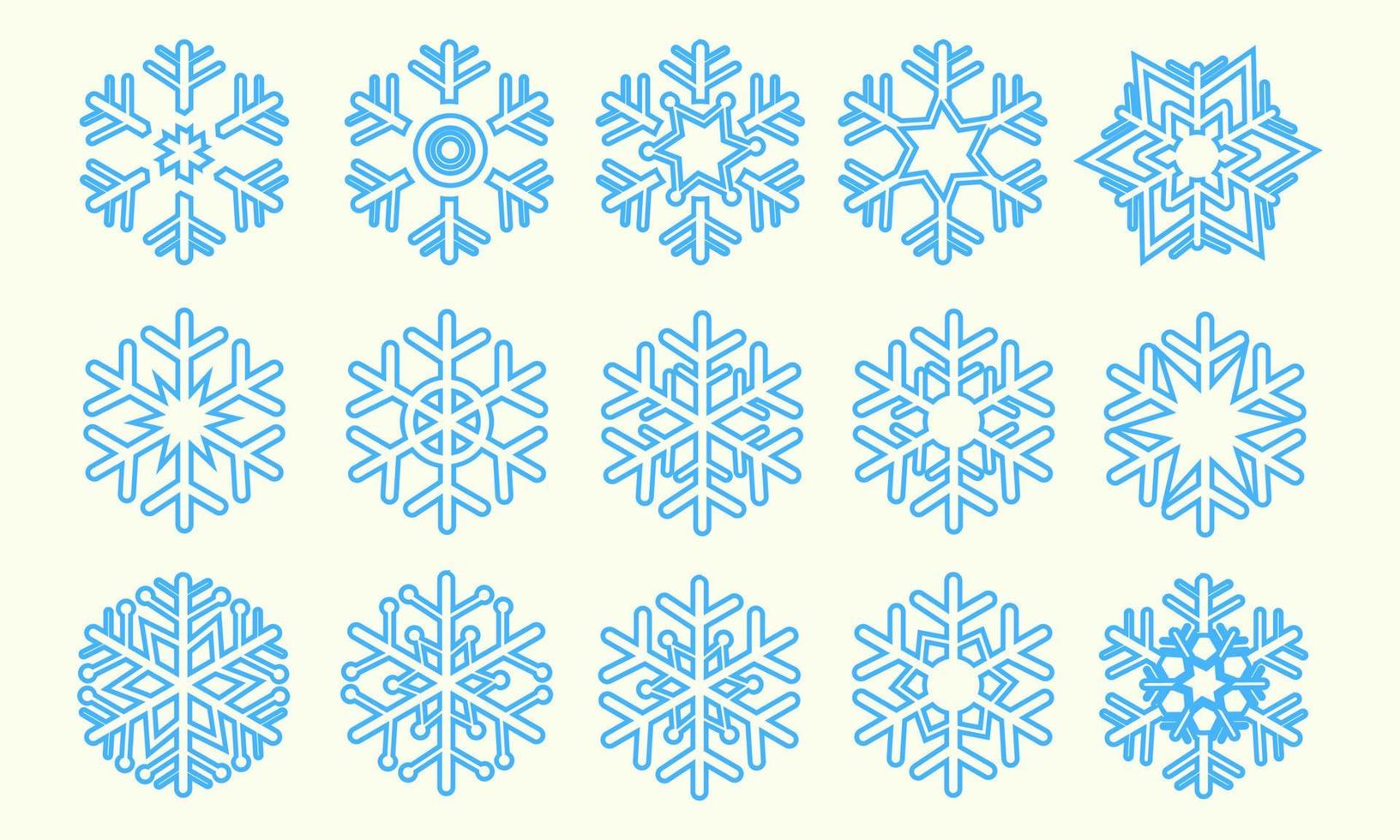 coleção de ícone de floco de neve de natal vetor