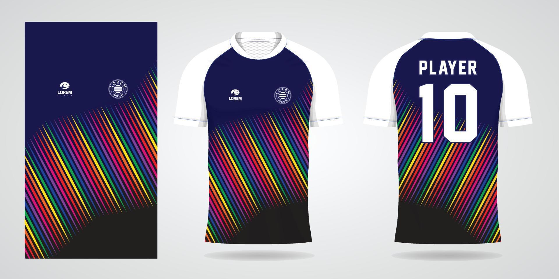 modelo de design de esporte de camisa de futebol colorida vetor