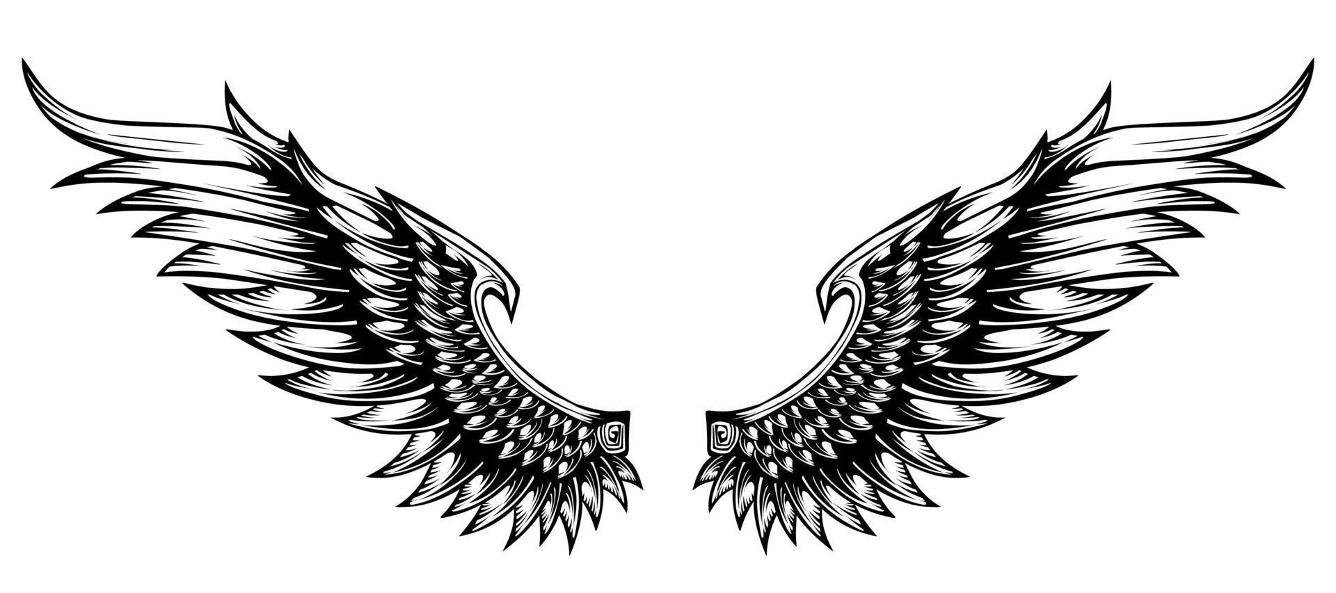 vetor de design de tatuagem de asa de anjo logotipo