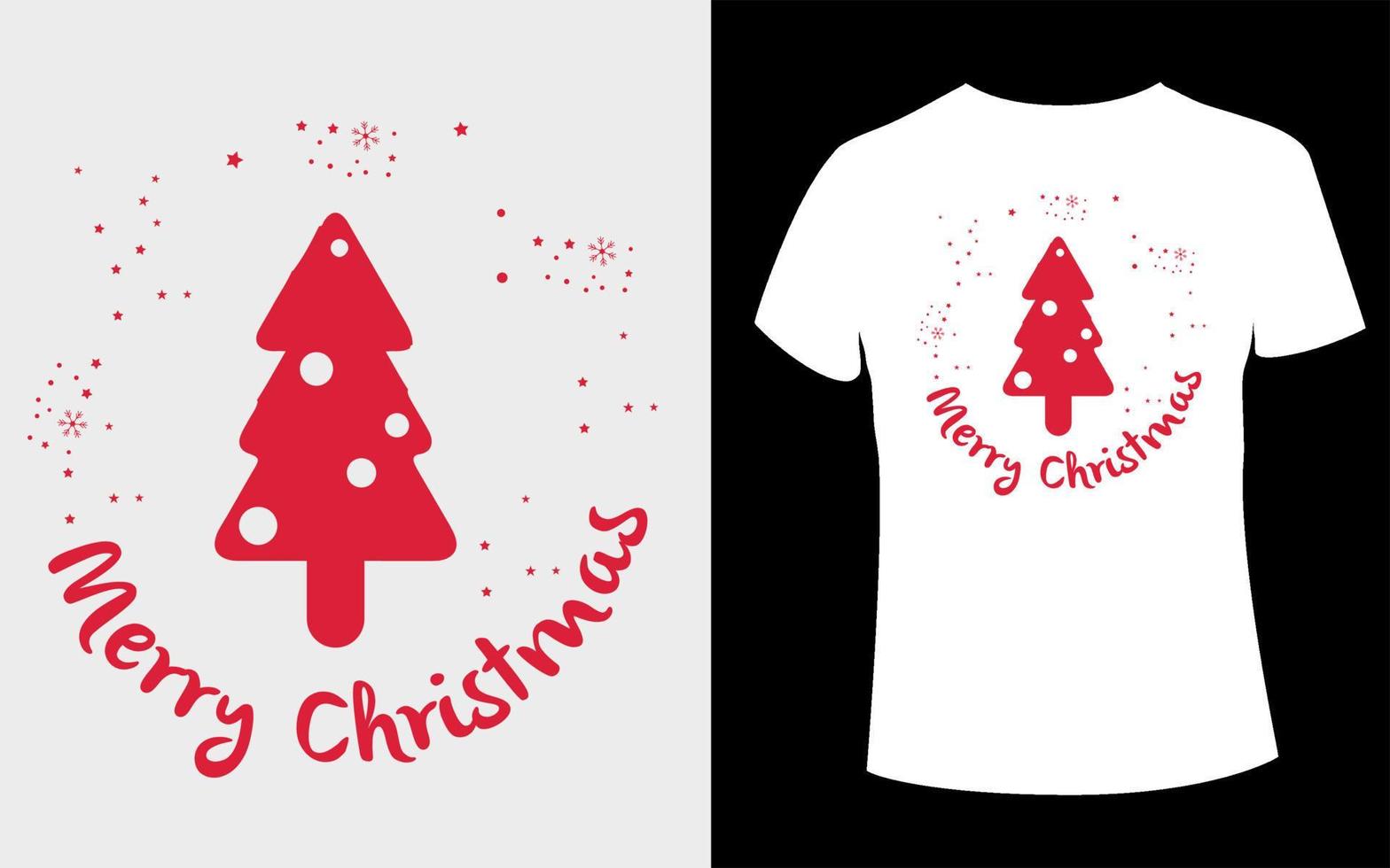 design criativo de camiseta de natal com árvore de natal editável vetor