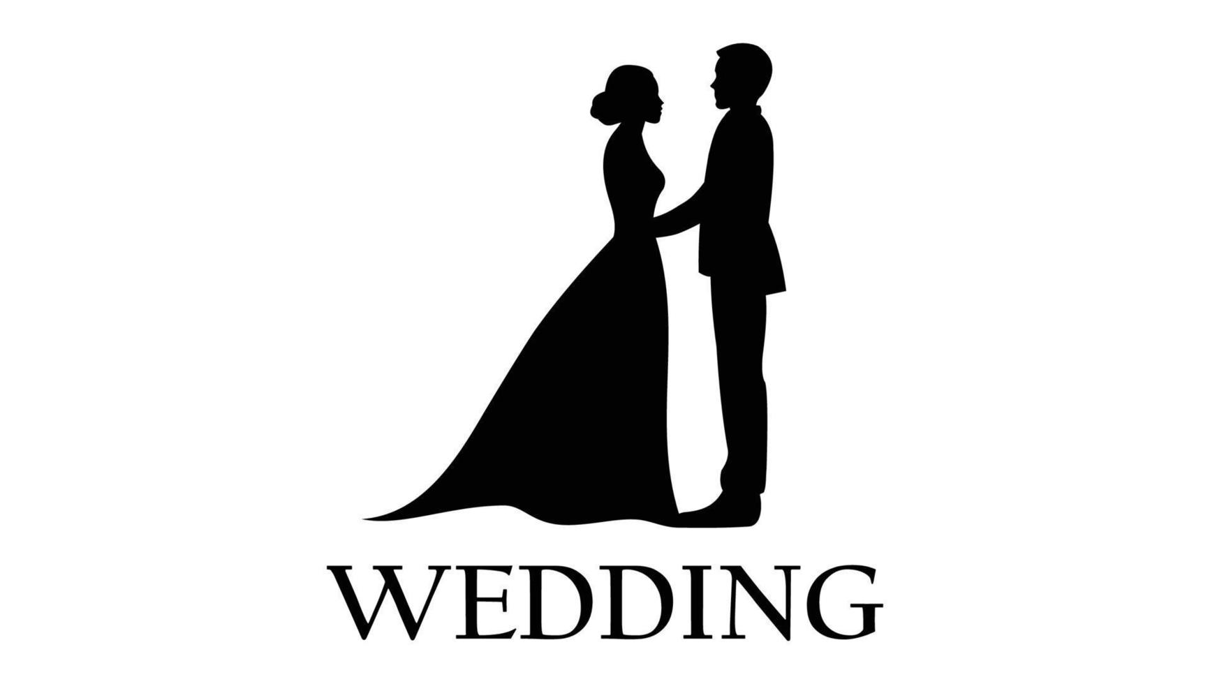 vetor livre de silhueta de casal de noivos