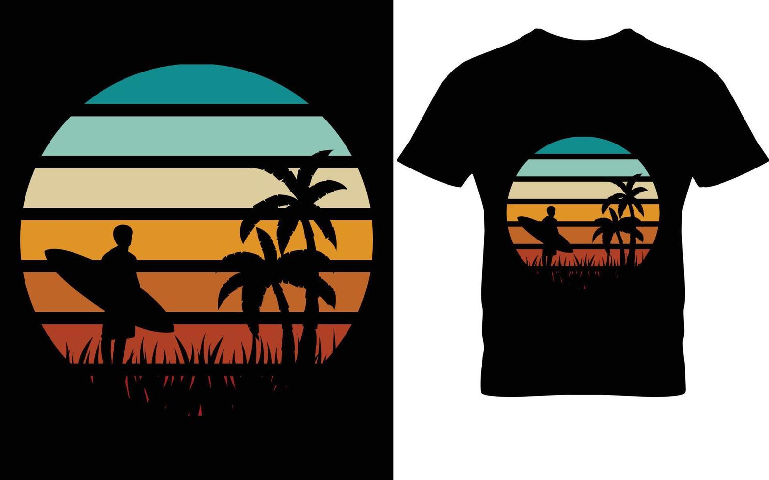 design de camiseta de paisagem vintage retrô de verão havaí vetor