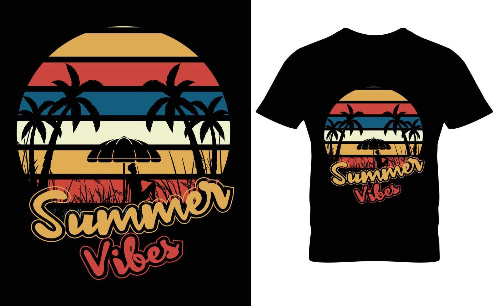 vibrações de verão gráfico de vetor de design de camiseta de praia de verão