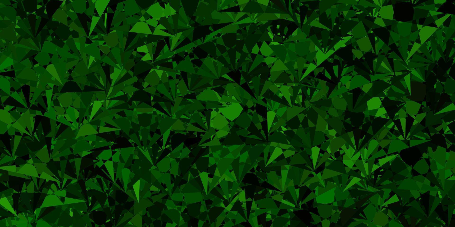 textura vector verde escuro com triângulos aleatórios.