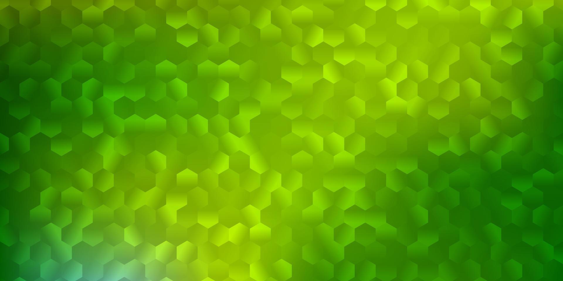 pano de fundo de vetor verde e amarelo claro com um lote de hexágonos.