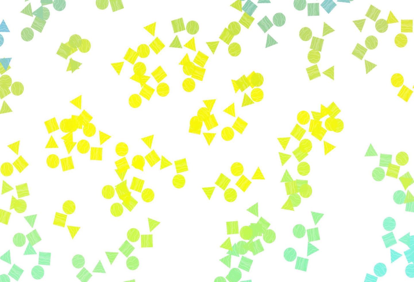 modelo de vetor verde e amarelo claro com cristais, círculos, quadrados.