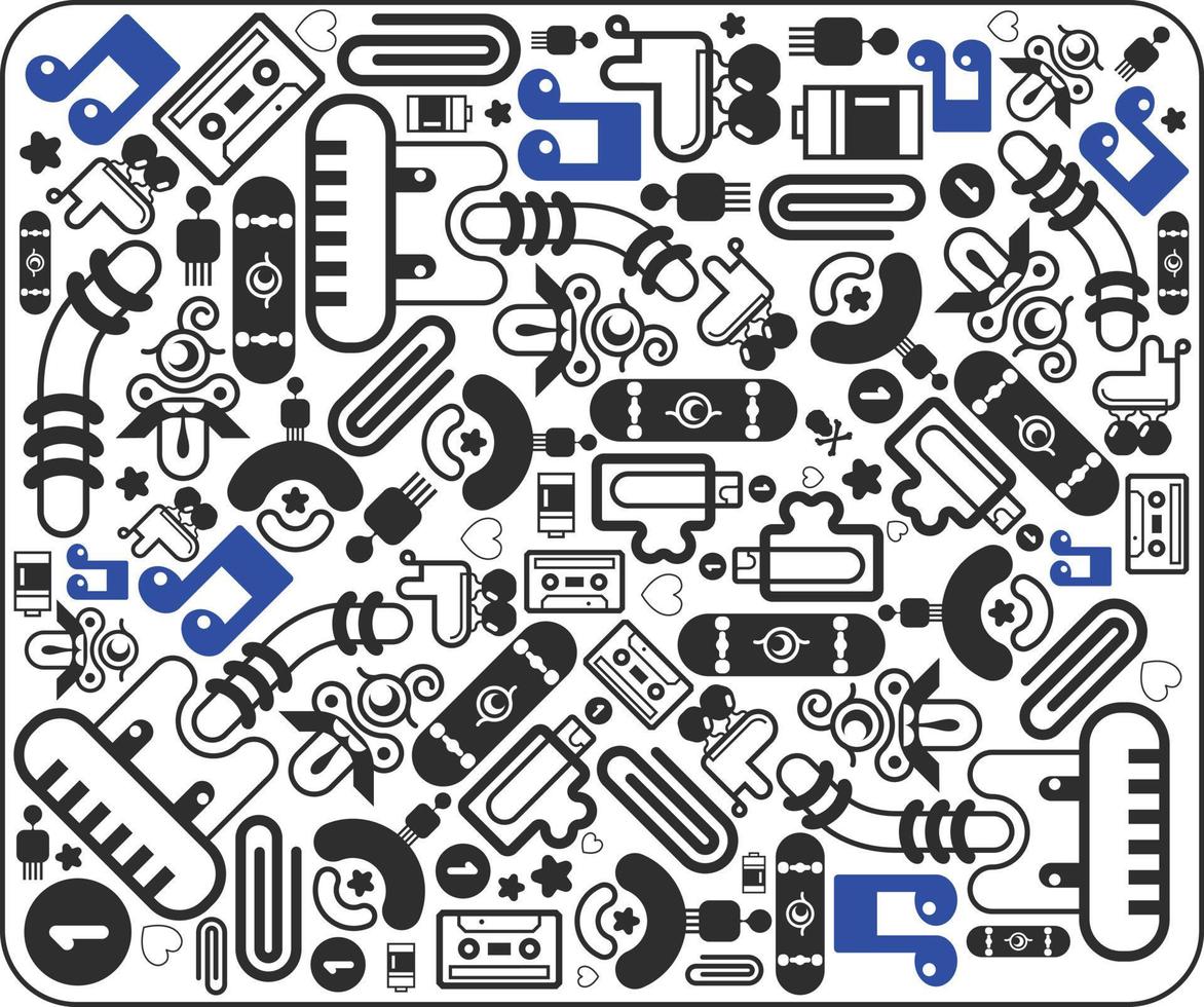 ícone de conjunto de doodle plano de ilustração vetorial isolado no fundo branco vetor