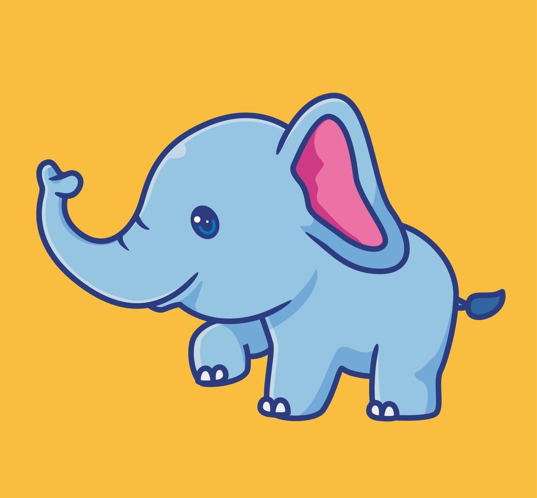 sorriso ambulante de elefante fofo. ilustração animal isolada dos desenhos animados. vetor de logotipo premium de design de ícone de adesivo de estilo simples. personagem mascote