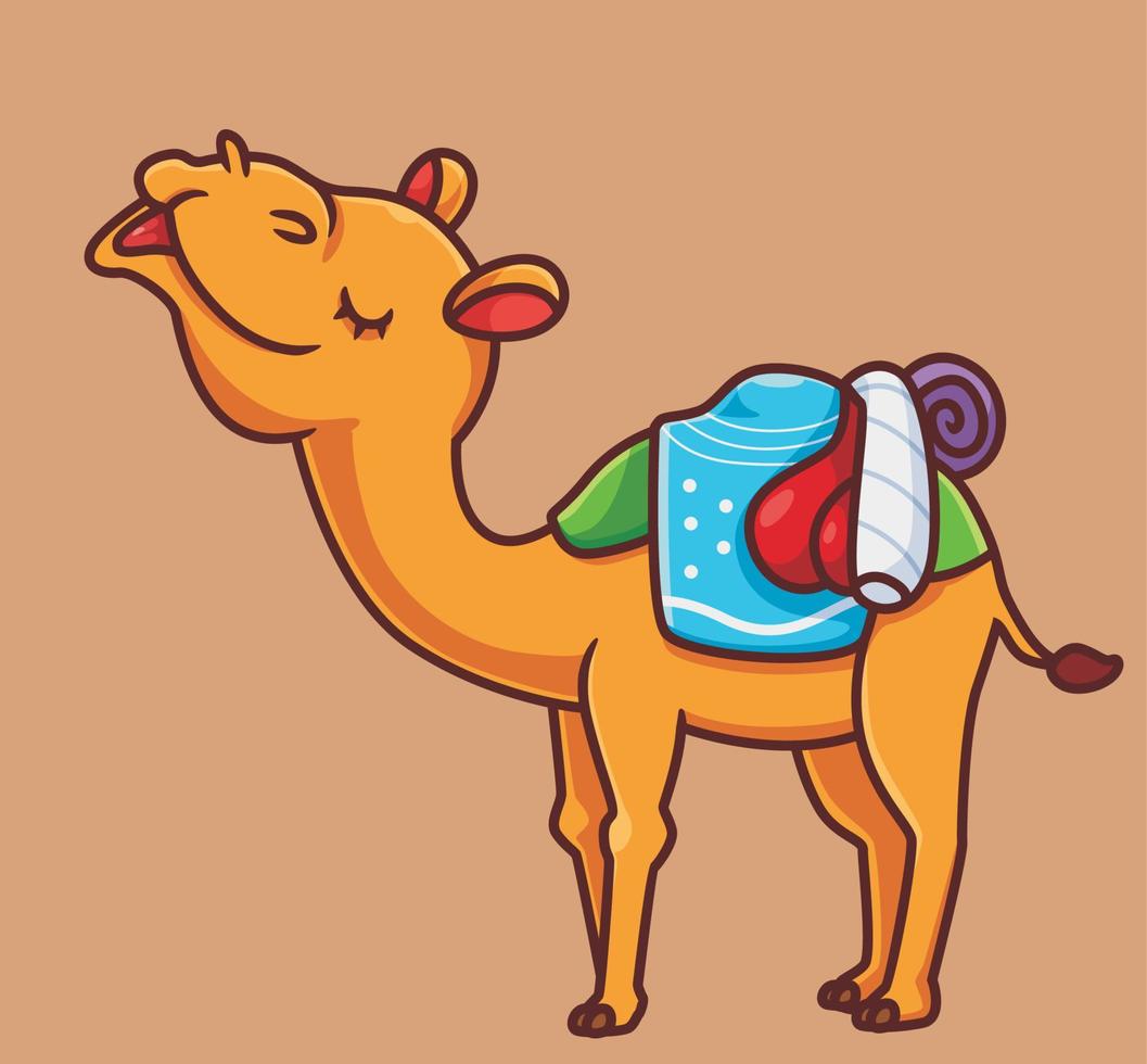 camelo feliz bonito. ilustração animal dos desenhos animados isolado. vetor de logotipo premium de design de ícone de adesivo de estilo simples. personagem mascote