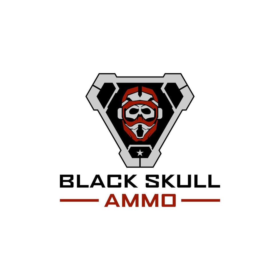 modelo de design de logotipo malvado de crânio de munição preta tática para empresa de arsenal tático militar vetor
