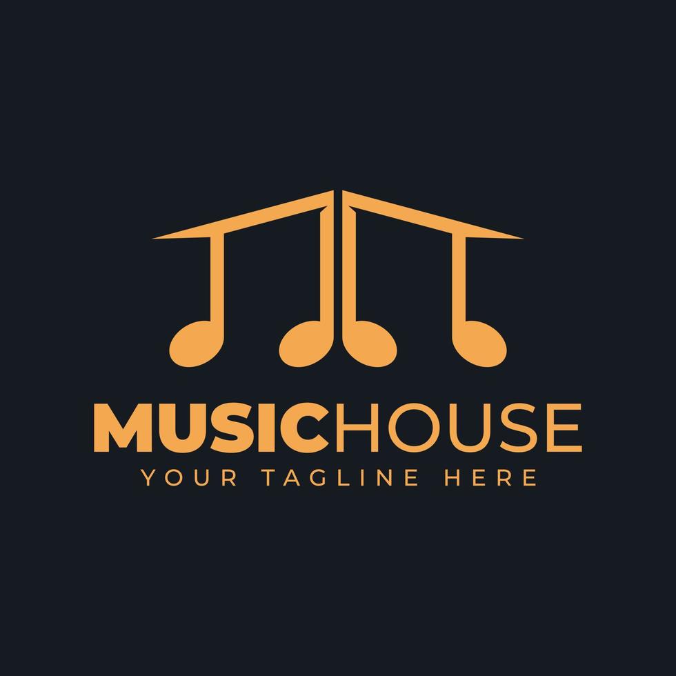 o modelo de logotipo de música, um vetor de ícone de símbolo de logotipo de casa de música, é inspirado em ícones de música e ícones de casa