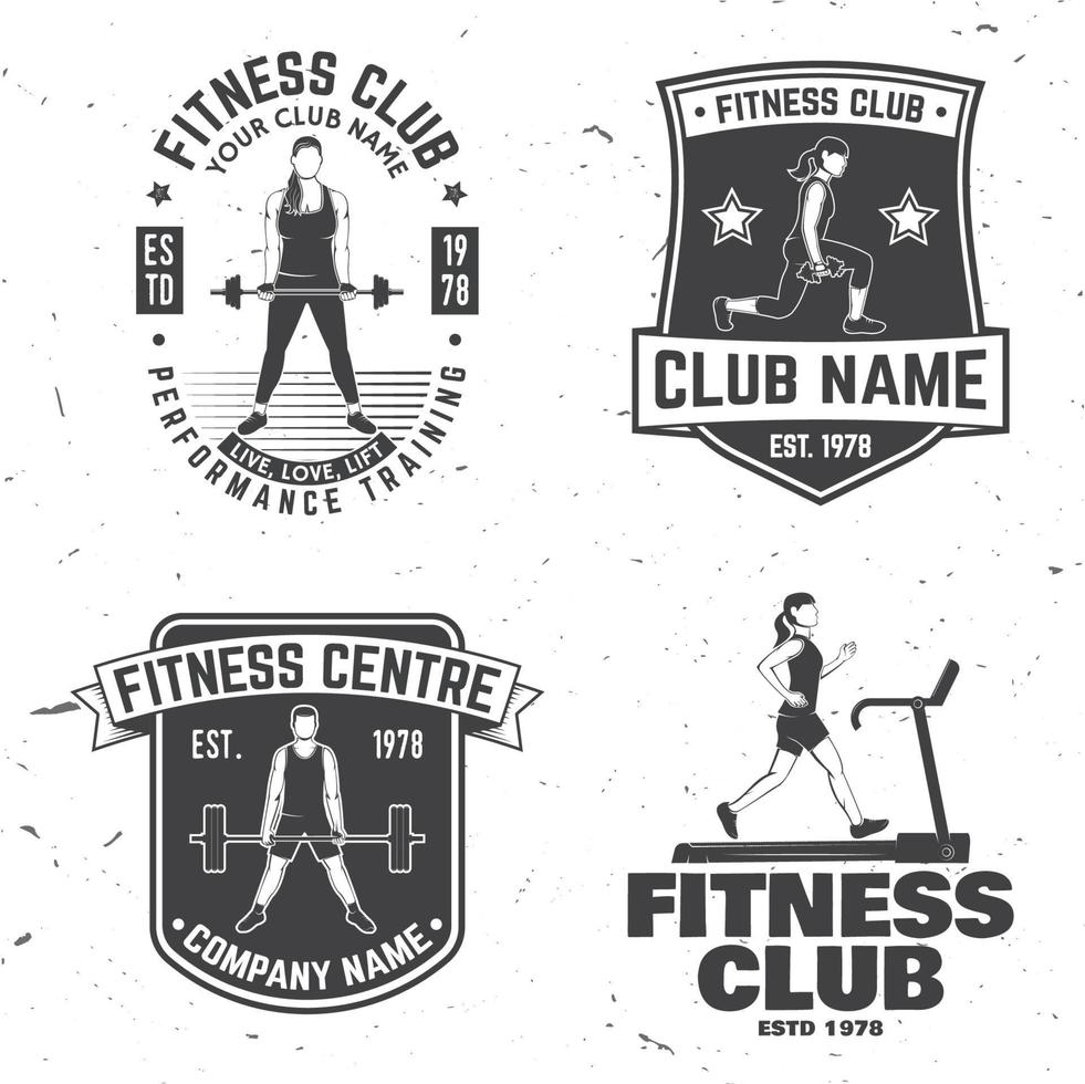conjunto de emblemas do clube de fitness. vetor. conceito para camisa ou impressão, carimbo, patch ou tee vetor