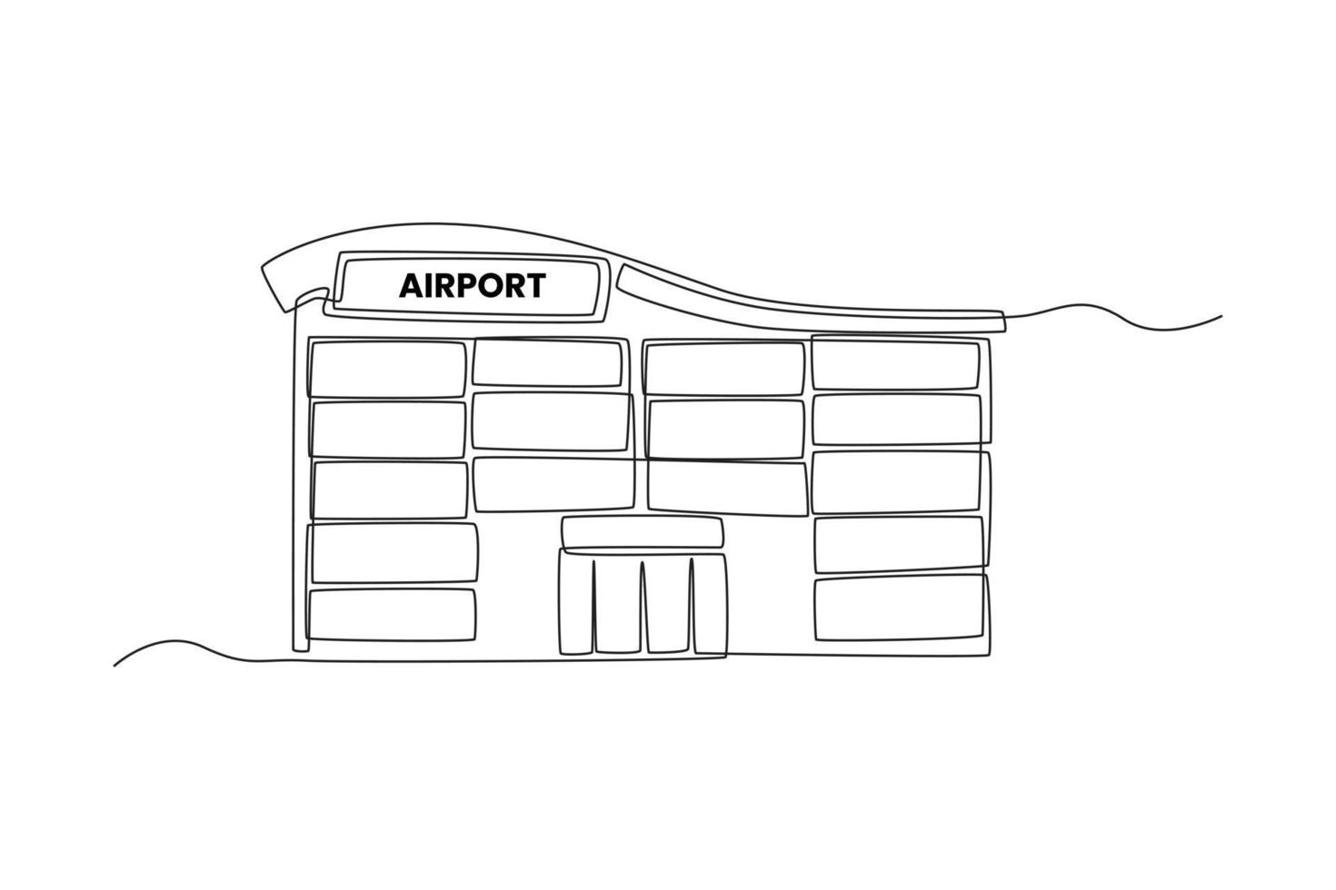 construção de aeroporto de desenho de linha contínua. conceito de edifício e escritório. única linha desenhar desenho ilustração gráfica de vetor. vetor