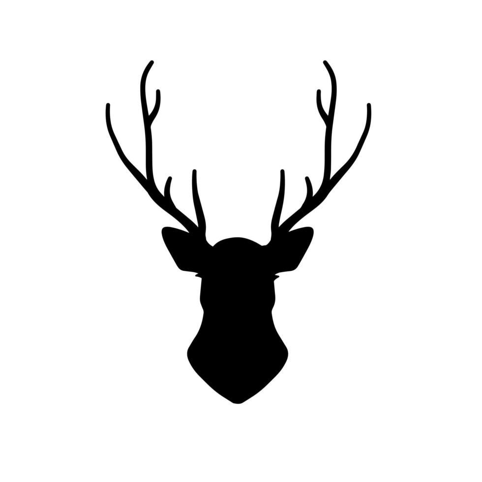 cabeça de veado. silhueta negra de veado. animal da floresta com chifres. logotipo hipster. vetor