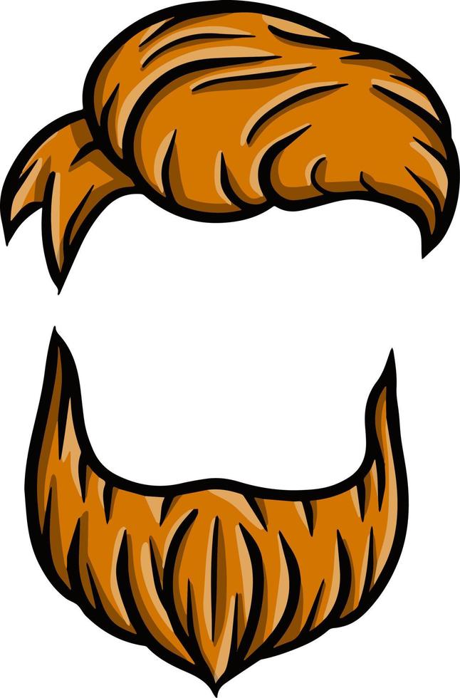 corte de cabelo masculino na moda. elemento de cabeça e rosto hipster. desenho de cara de cabelo desenhado à mão. moda e estilo. logotipo da barbearia. cabelo e barba vetor