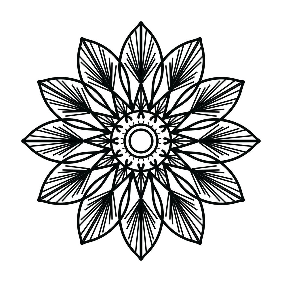 fundo de design de mandala ornamental preto, design de mandala, design de papel de parede de arte de livro de colorir padrão de mandala, mandala preto e branco vetor