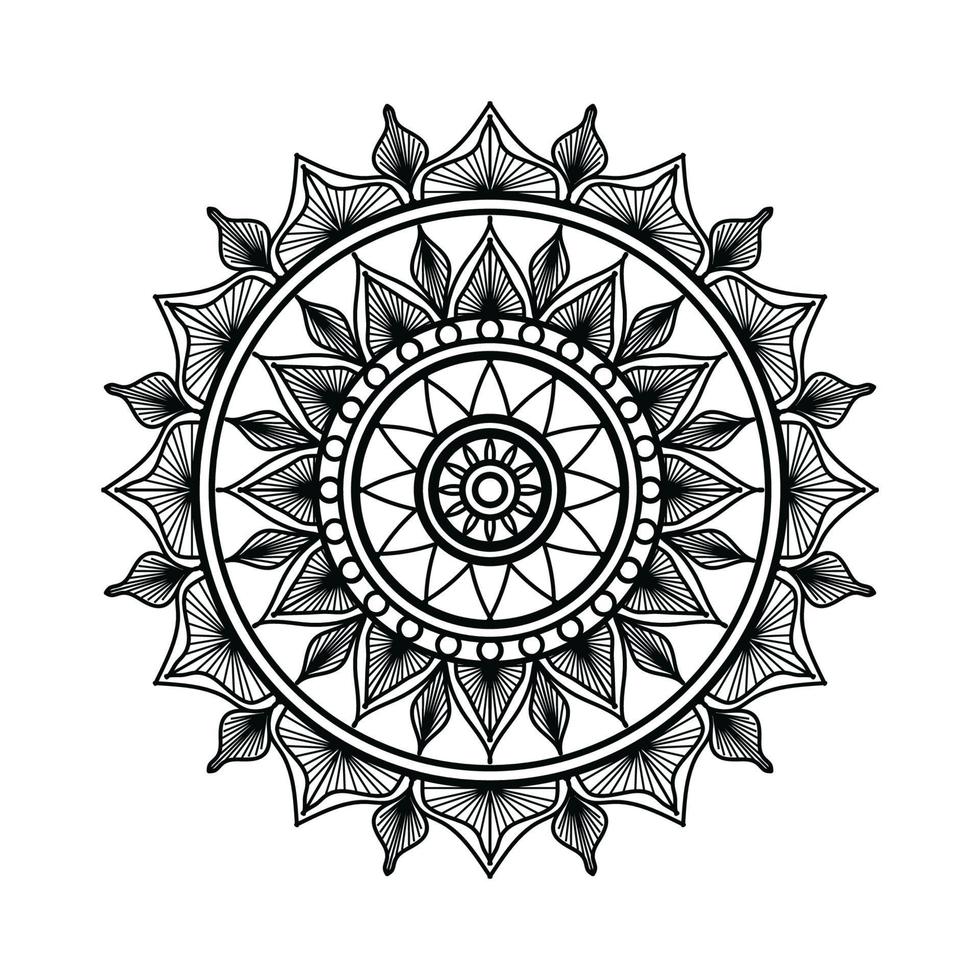 fundo de design de mandala ornamental preto, design de mandala, design de papel de parede de arte de livro de colorir padrão de mandala, mandala preto e branco vetor