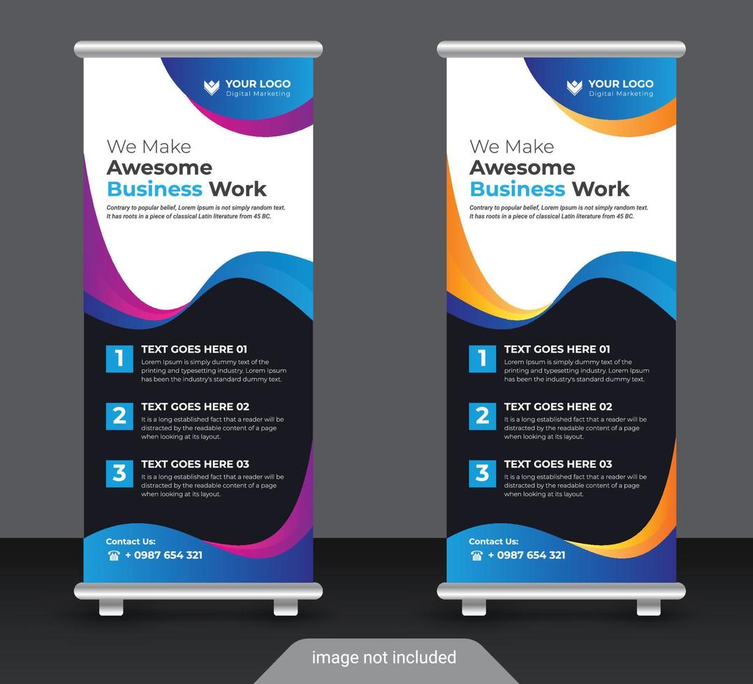 modelo de design de banner de standee colorido corporativo moderno vetor