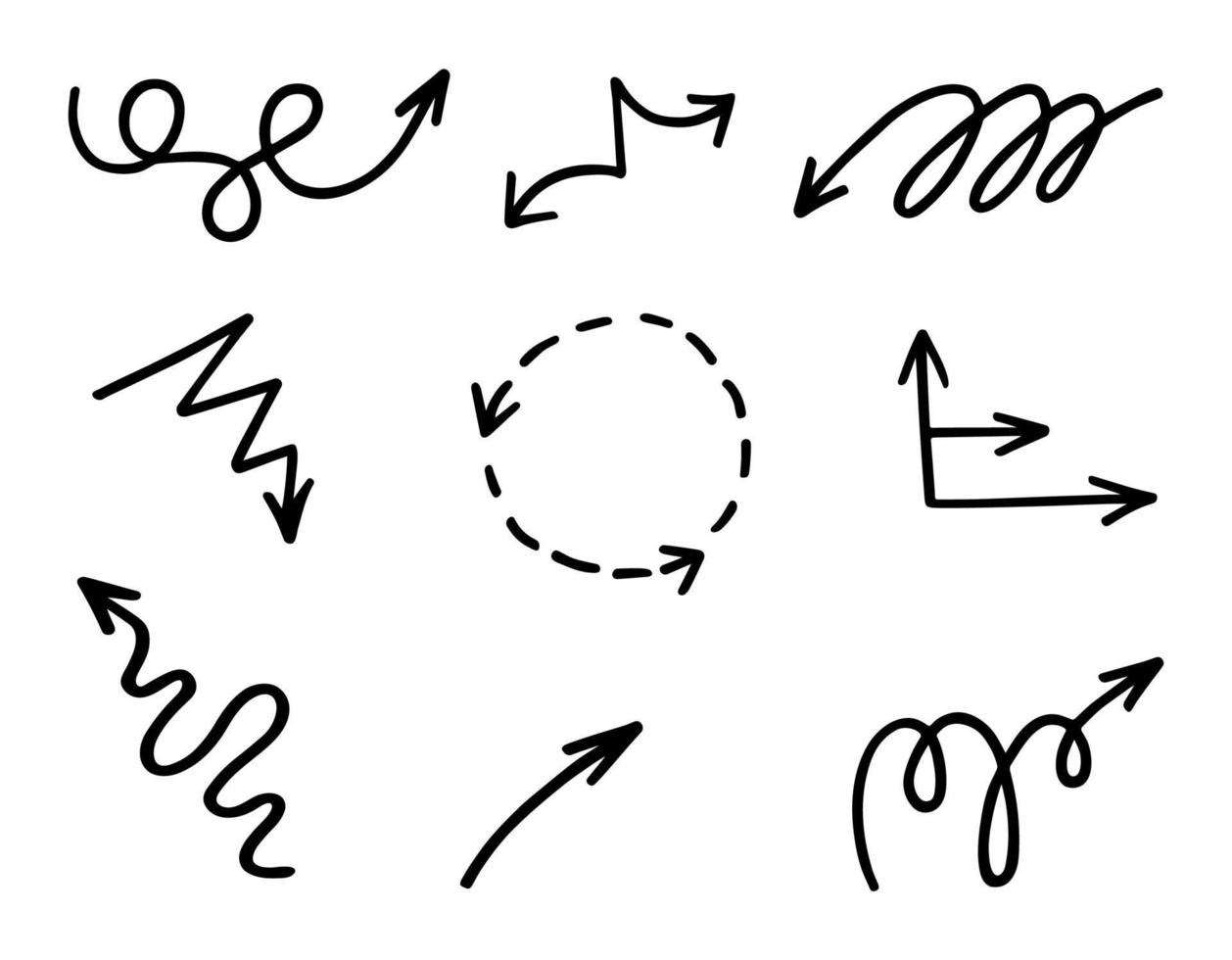 conjunto vetorial de setas desenhadas à mão, elementos para apresentação vetor