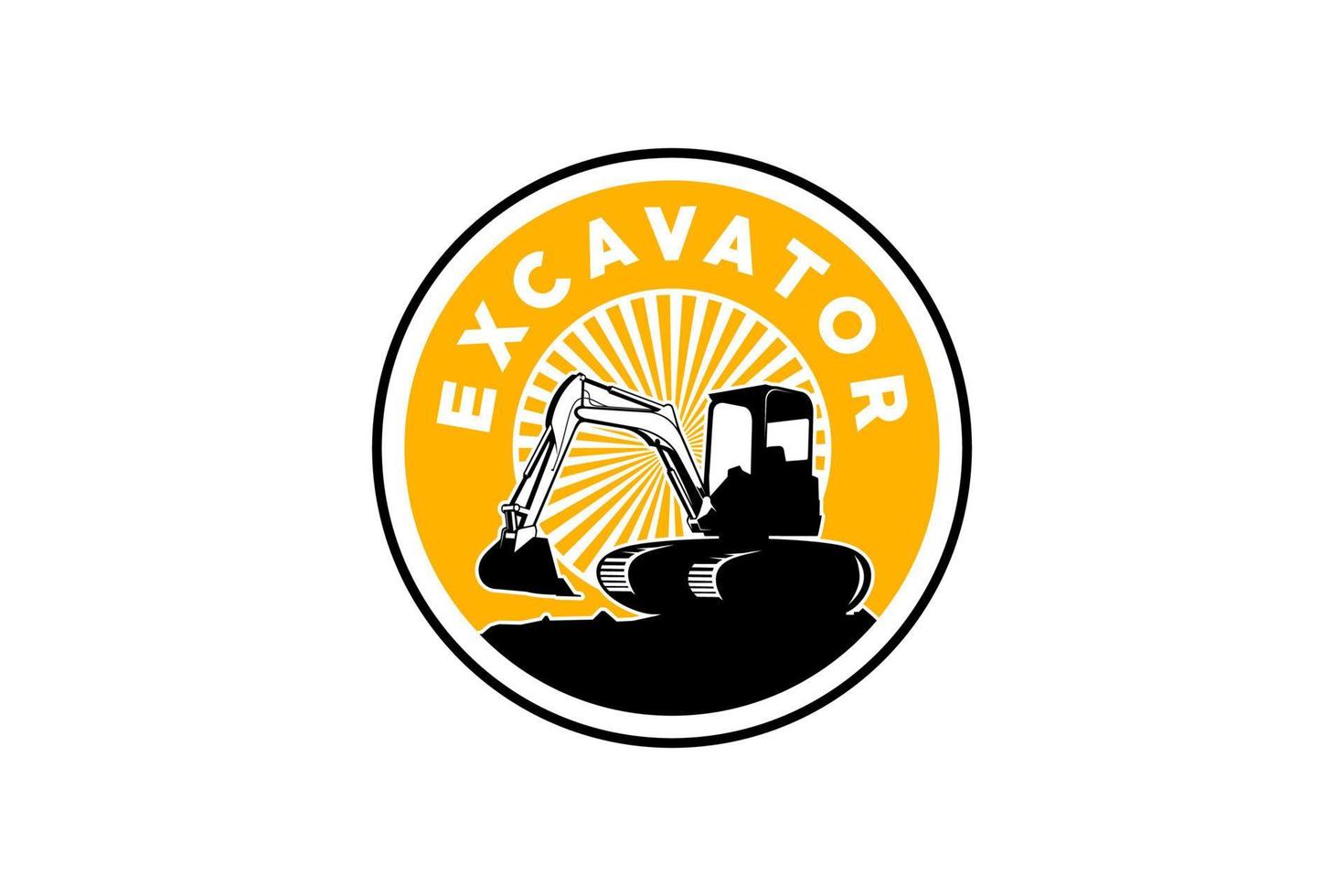 vetor de modelo de logotipo de escavadeira. vetor de logotipo de equipamento pesado para empresa de construção. ilustração de escavadeira criativa para modelo de logotipo.