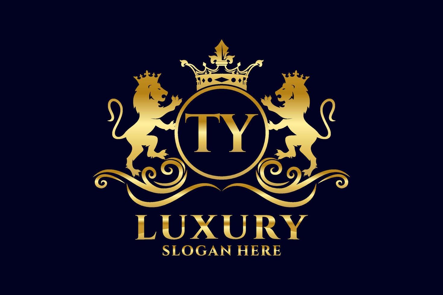 modelo de logotipo de luxo real de leão de carta inicial ty em arte vetorial para projetos de marca luxuosos e outras ilustrações vetoriais. vetor