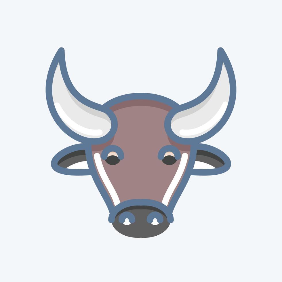 ícone de búfalo. relacionado ao símbolo de cabeça de animal. estilo doodle. design simples editável. ilustração simples. bonitinho. Educação vetor