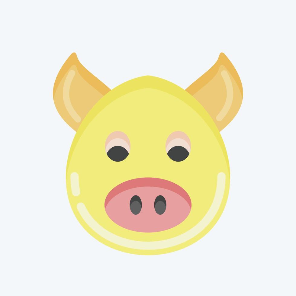 porco ícone. relacionado ao símbolo de cabeça de animal. estilo plano. design simples editável. ilustração simples. bonitinho. Educação vetor