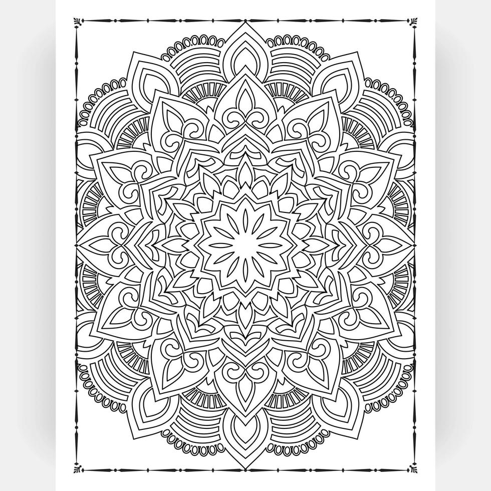 mandala preto e branco para colorir interior de páginas. interior de uma página para colorir. doodle arte de linha de mandala. decoração mandala ornamento design conjunto vector. vetor