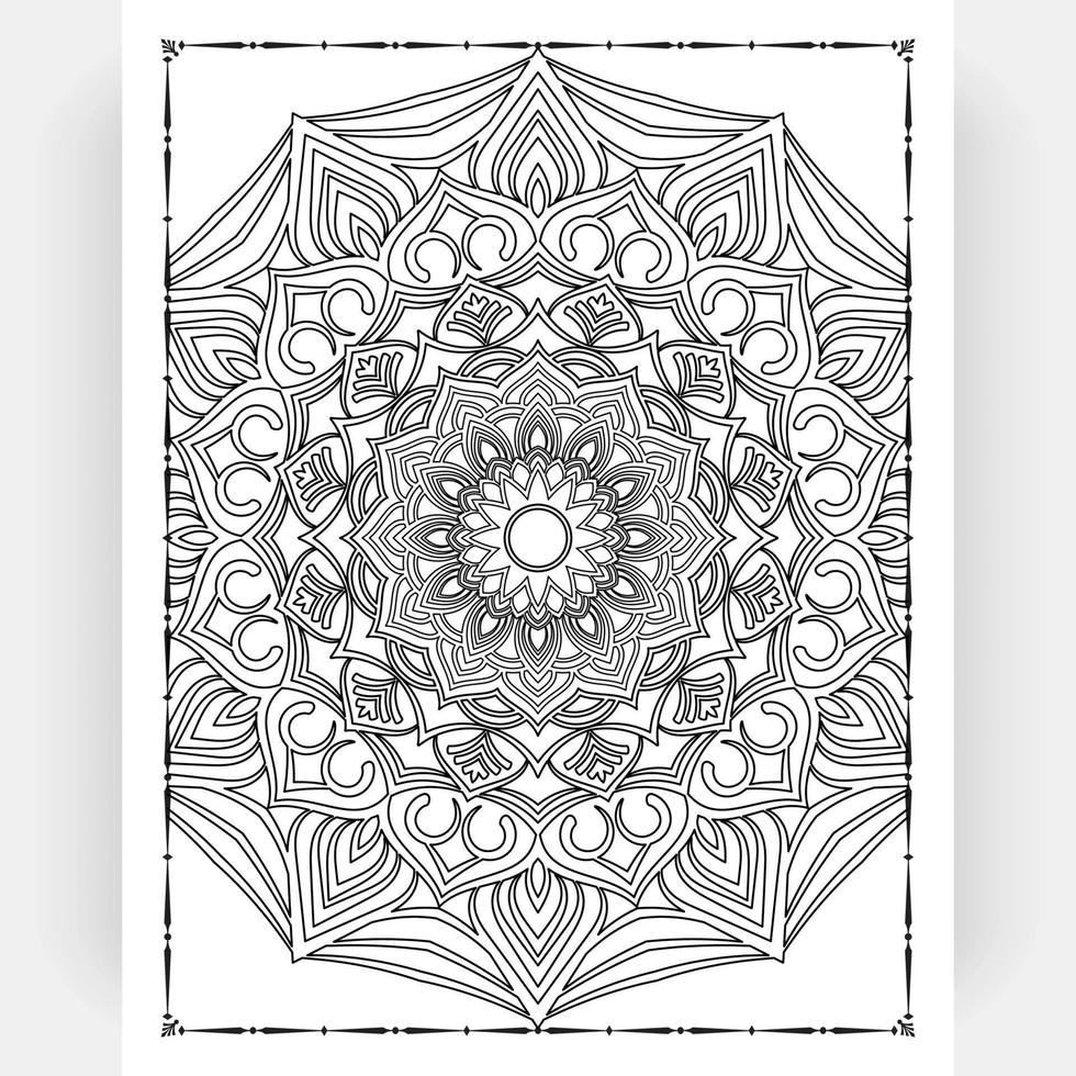 mandala preto e branco para colorir interior de páginas. interior de uma página para colorir. doodle arte de linha de mandala. decoração mandala ornamento design conjunto vector. vetor