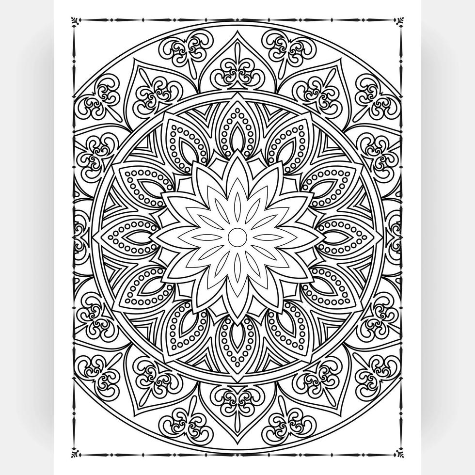 mandala preto e branco para colorir interior de páginas. interior de uma página para colorir. doodle arte de linha de mandala. decoração mandala ornamento design conjunto vector. vetor